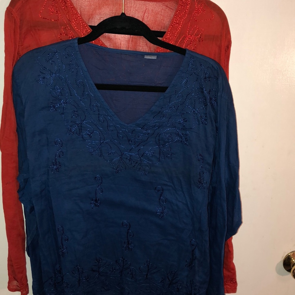 NWOT Set of 2 Nepalese cotton embroidered tunics